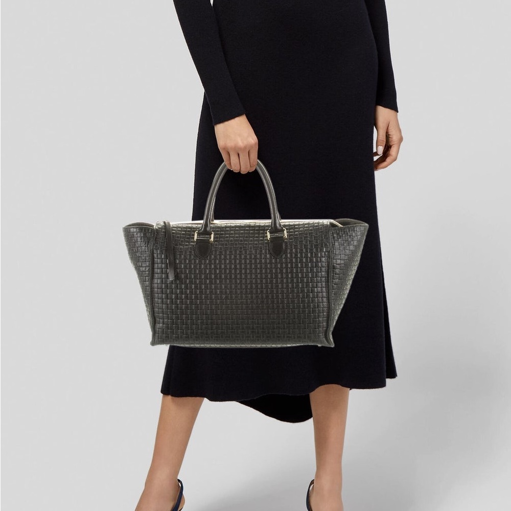 Clare V Black Woven Leather Tote - Picture 2 of 12
